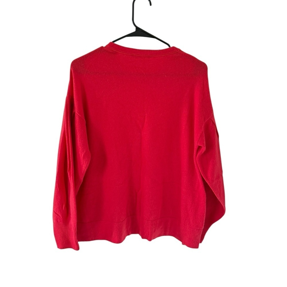 Vince Pleated Sleeve Cashmere Crew in Poppy - Picture 3 of 11